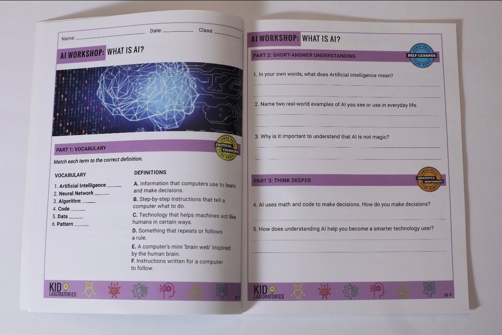 AI Workshop: Artificial Intelligence & Digital Literacy Workbook for Kids