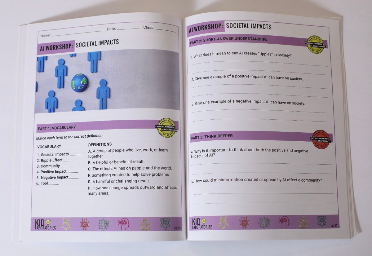 AI Workshop: Artificial Intelligence & Digital Literacy Workbook for Kids